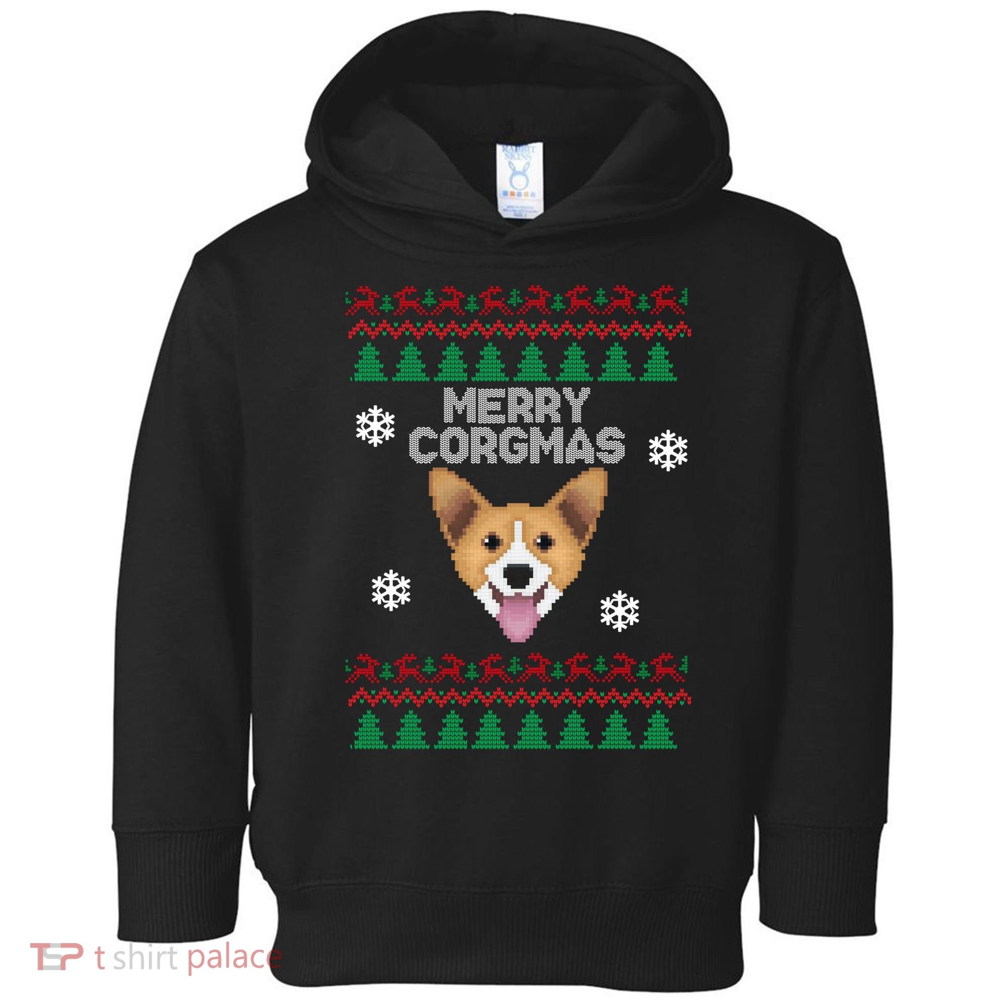 Merry Corgmas Ugly Christmas Toddler Hoodie