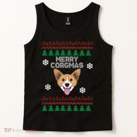 Merry Corgmas Ugly Christmas Tank Top thumb 2
