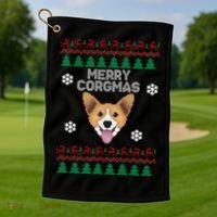 Merry Corgmas Ugly Christmas Golf Towel thumb 1