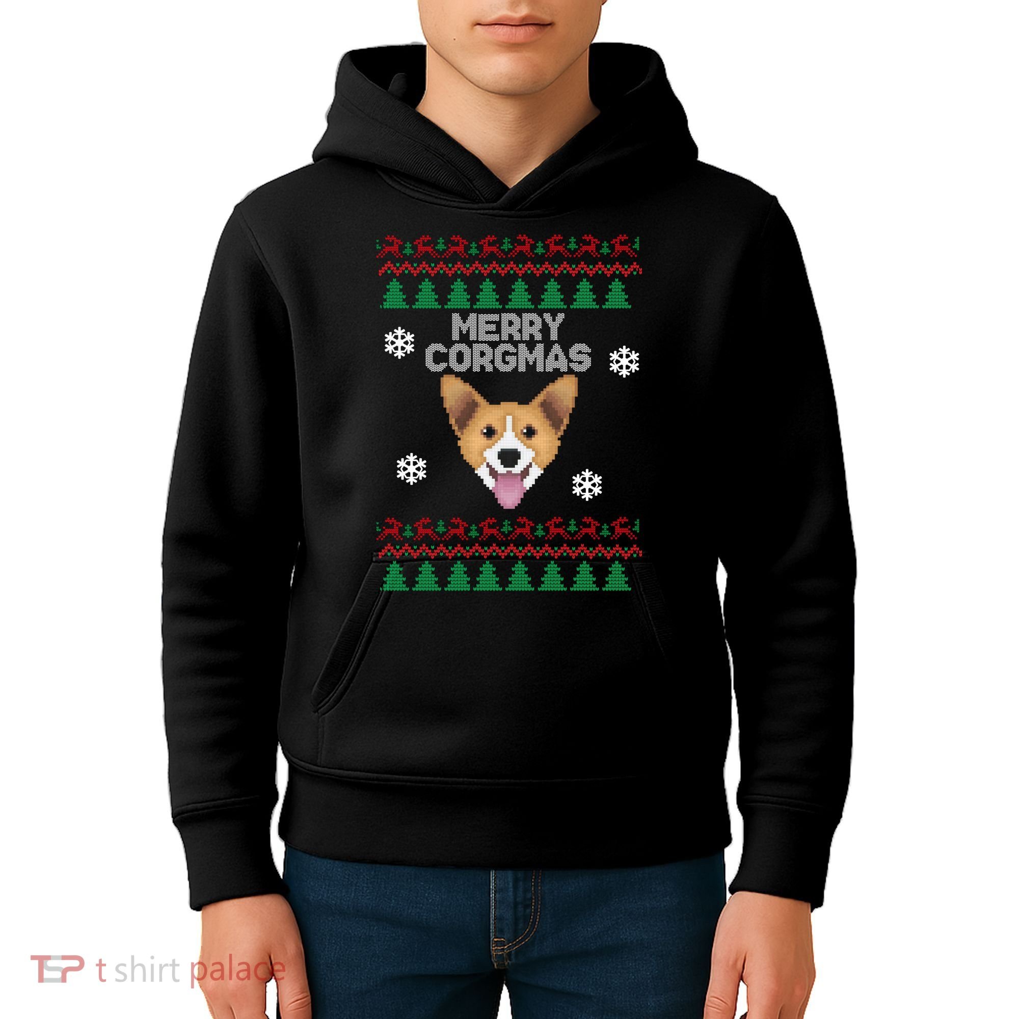 Merry Corgmas Ugly Christmas Kids Hoodie