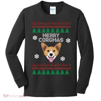 Merry Corgmas Ugly Christmas Kids Long Sleeve Shirt