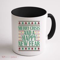 Merry Crisis Ugly Christmas Sweater Coffee Mug thumb 1
