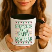 Merry Crisis Ugly Christmas Sweater Coffee Mug thumb 3