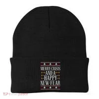 Merry Crisis Ugly Christmas Sweater Beanie thumb 0