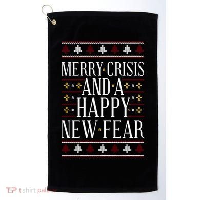 Merry Crisis Ugly Christmas Sweater Golf Towel