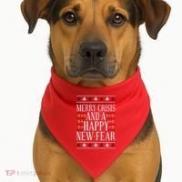 Merry Crisis Ugly Christmas Sweater USA-Made Doggie Bandana thumb 1