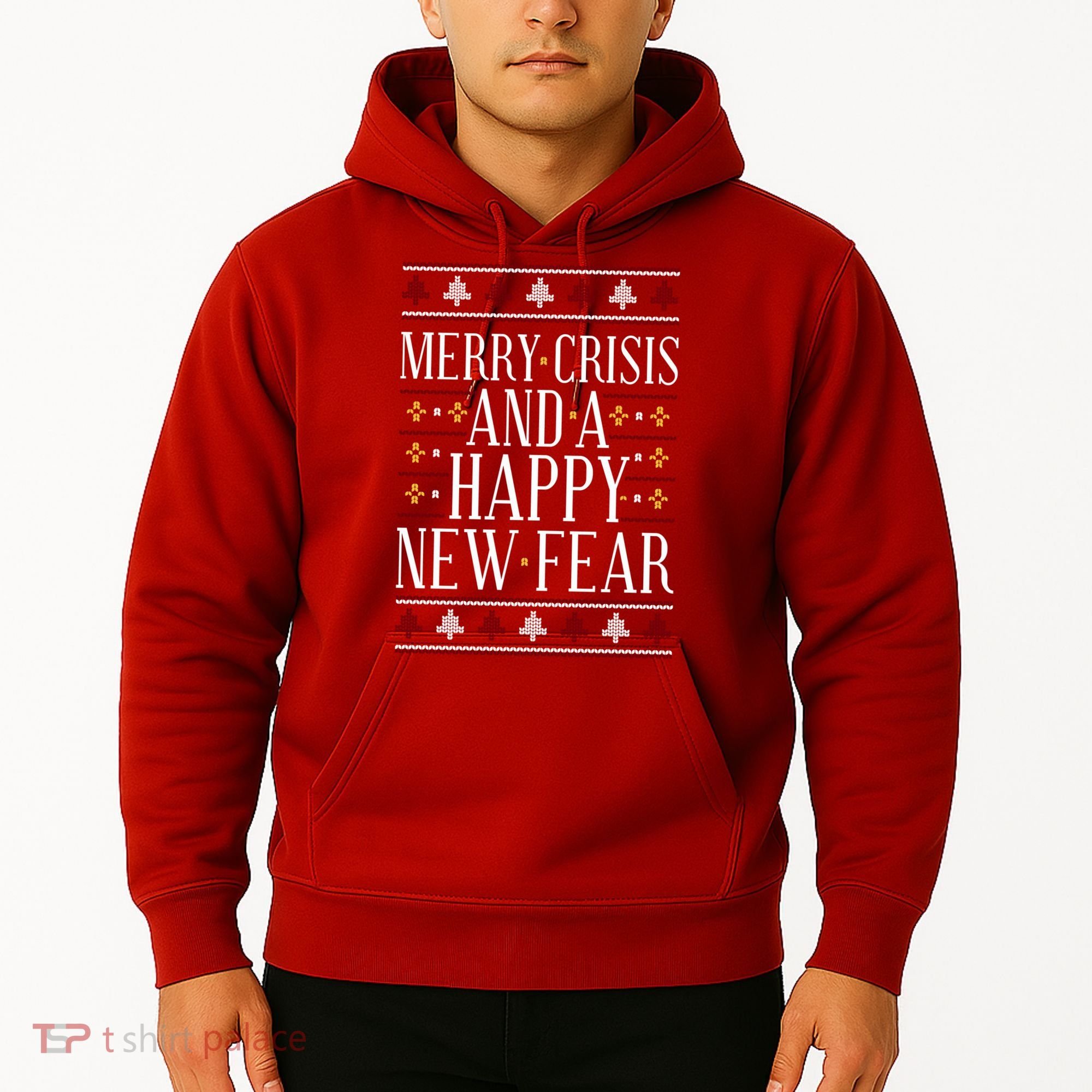 Merry Crisis Ugly Christmas Sweater Hoodie