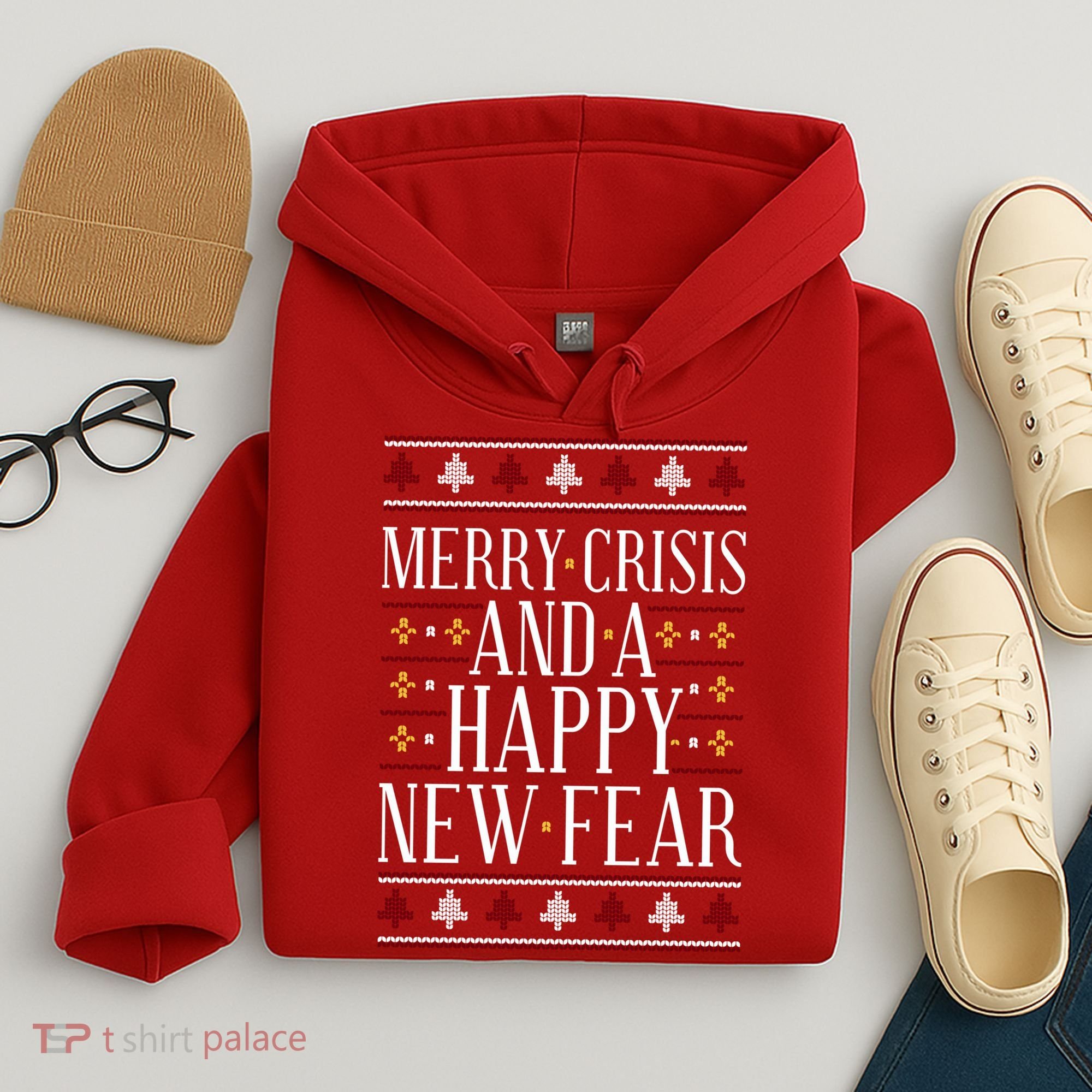 Merry Crisis Ugly Christmas Sweater Hoodie