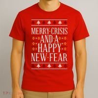 Merry Crisis Ugly Christmas Sweater T-Shirt thumb 3