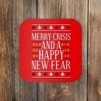 Merry Crisis Ugly Christmas Sweater Coaster thumb 0