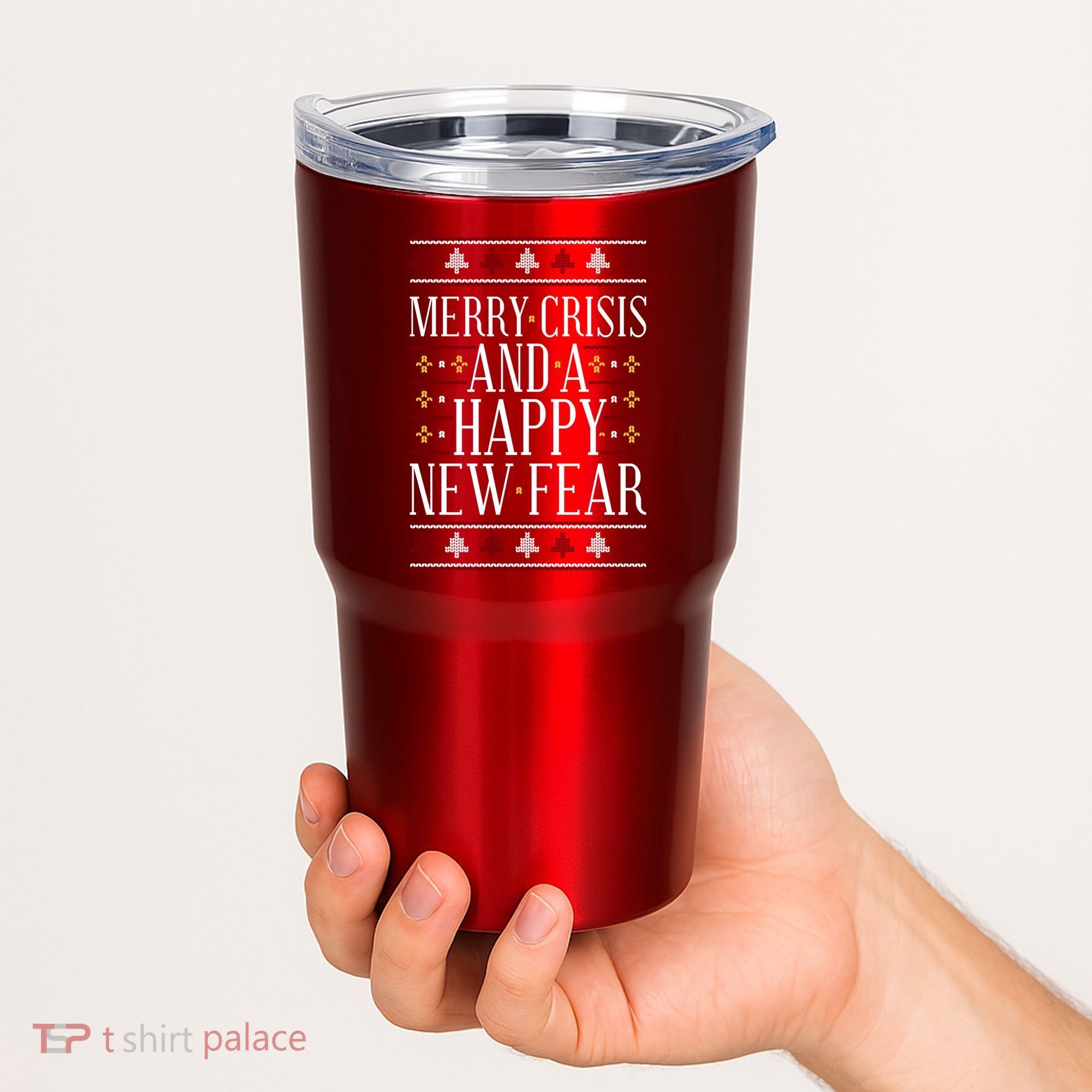 Merry Crisis Ugly Christmas Sweater Tumbler