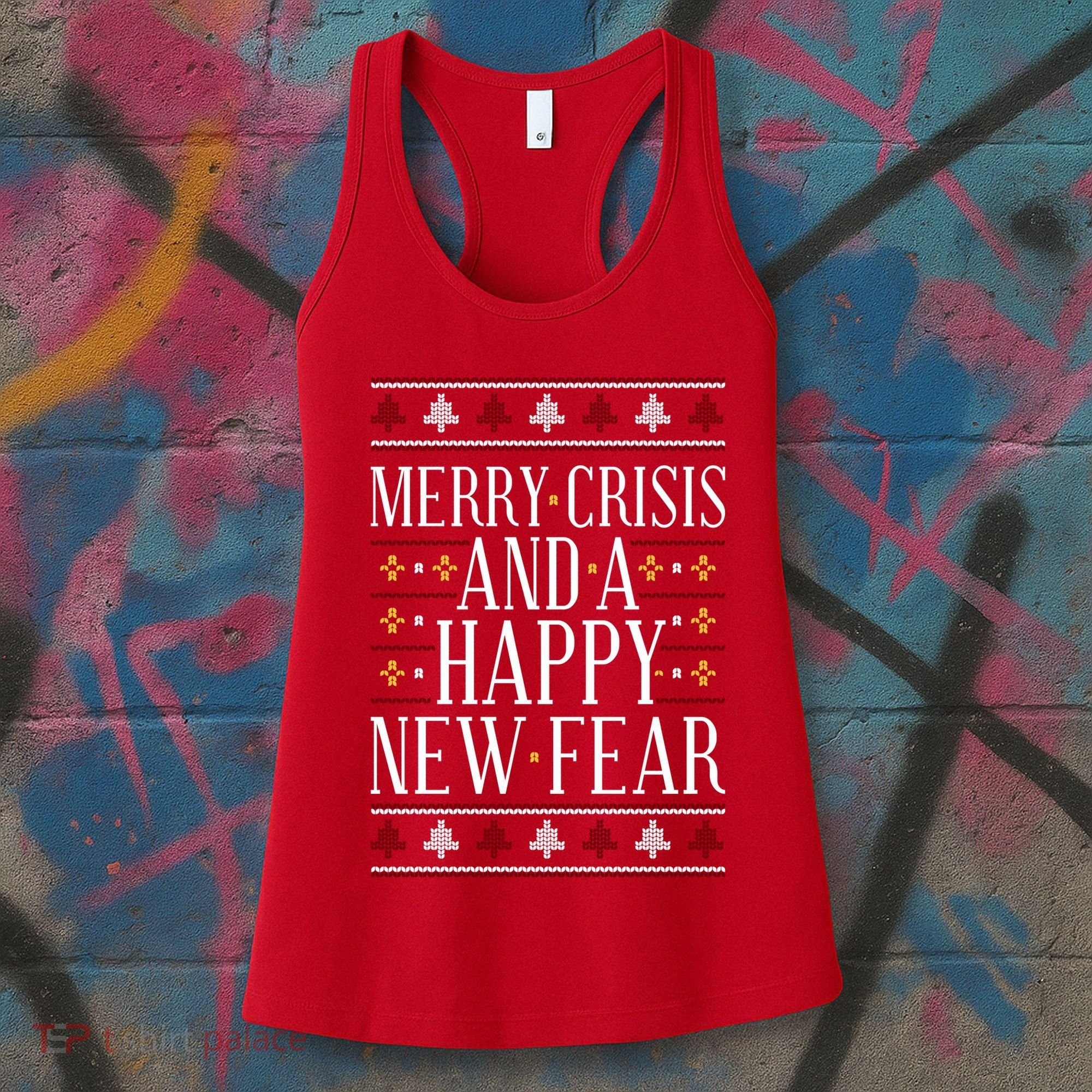 Merry Crisis Ugly Christmas Sweater Women's Tank Top
