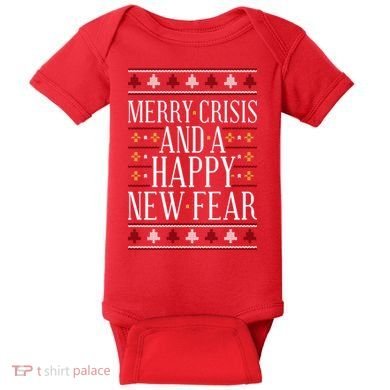 Merry Crisis Ugly Christmas Sweater Baby Bodysuit