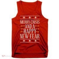 Merry Crisis Ugly Christmas Sweater Tank Top thumb 0