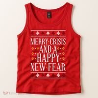 Merry Crisis Ugly Christmas Sweater Tank Top thumb 2