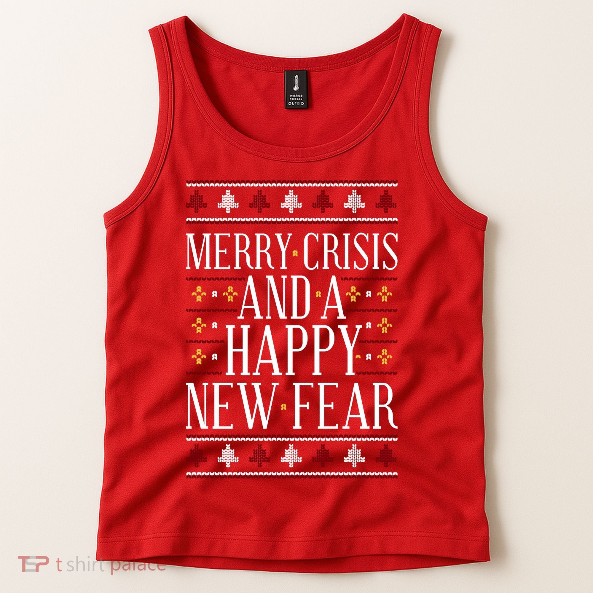 Merry Crisis Ugly Christmas Sweater Tank Top
