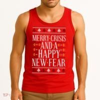 Merry Crisis Ugly Christmas Sweater Tank Top thumb 3
