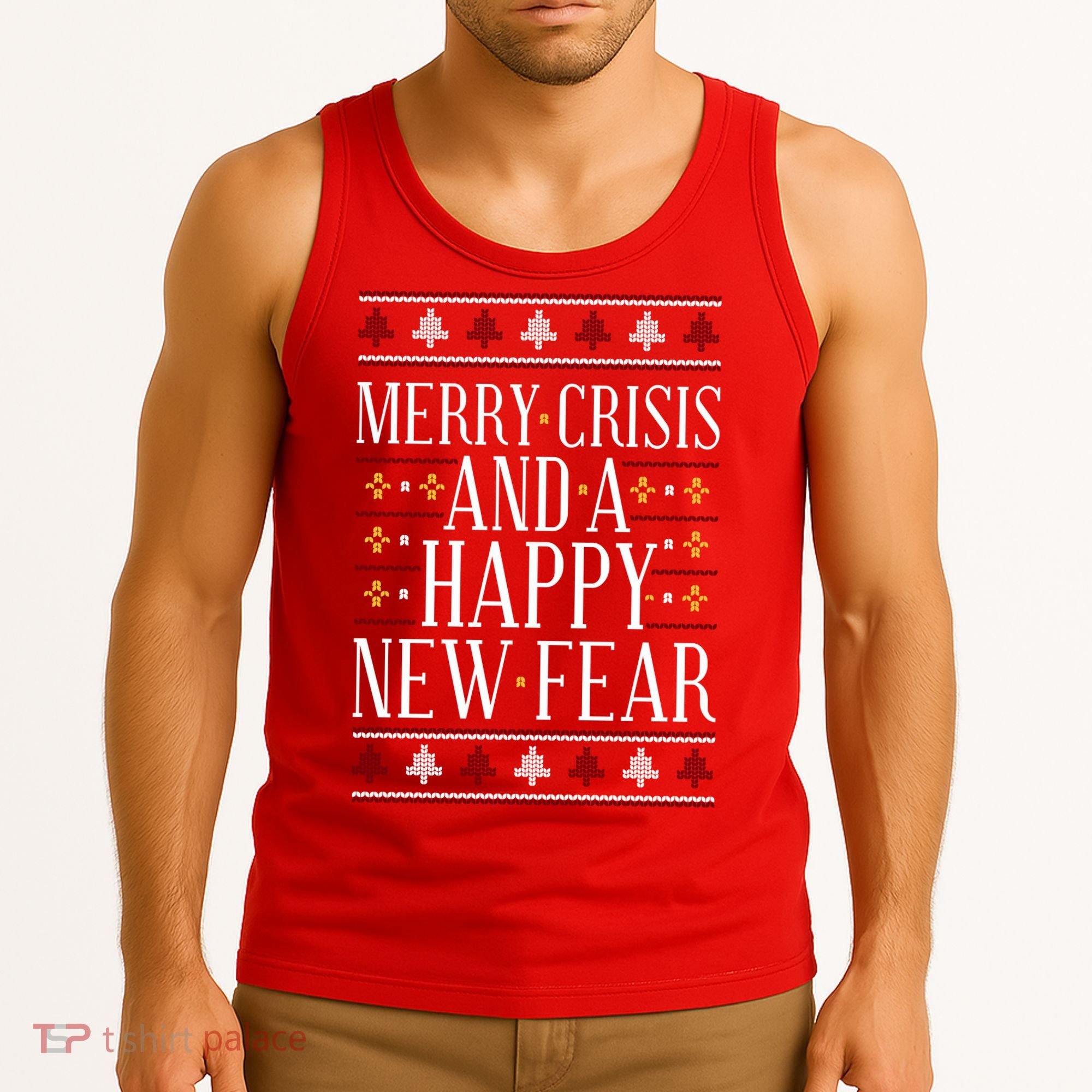 Merry Crisis Ugly Christmas Sweater Tank Top