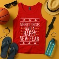 Merry Crisis Ugly Christmas Sweater Tank Top thumb 4