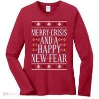 Merry Crisis Ugly Christmas Sweater Women's Long Sleeve Shirt thumb 0