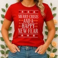 Merry Crisis Ugly Christmas Sweater Women's T-Shirt thumb 2