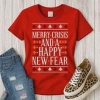 Merry Crisis Ugly Christmas Sweater Women's T-Shirt thumb 3