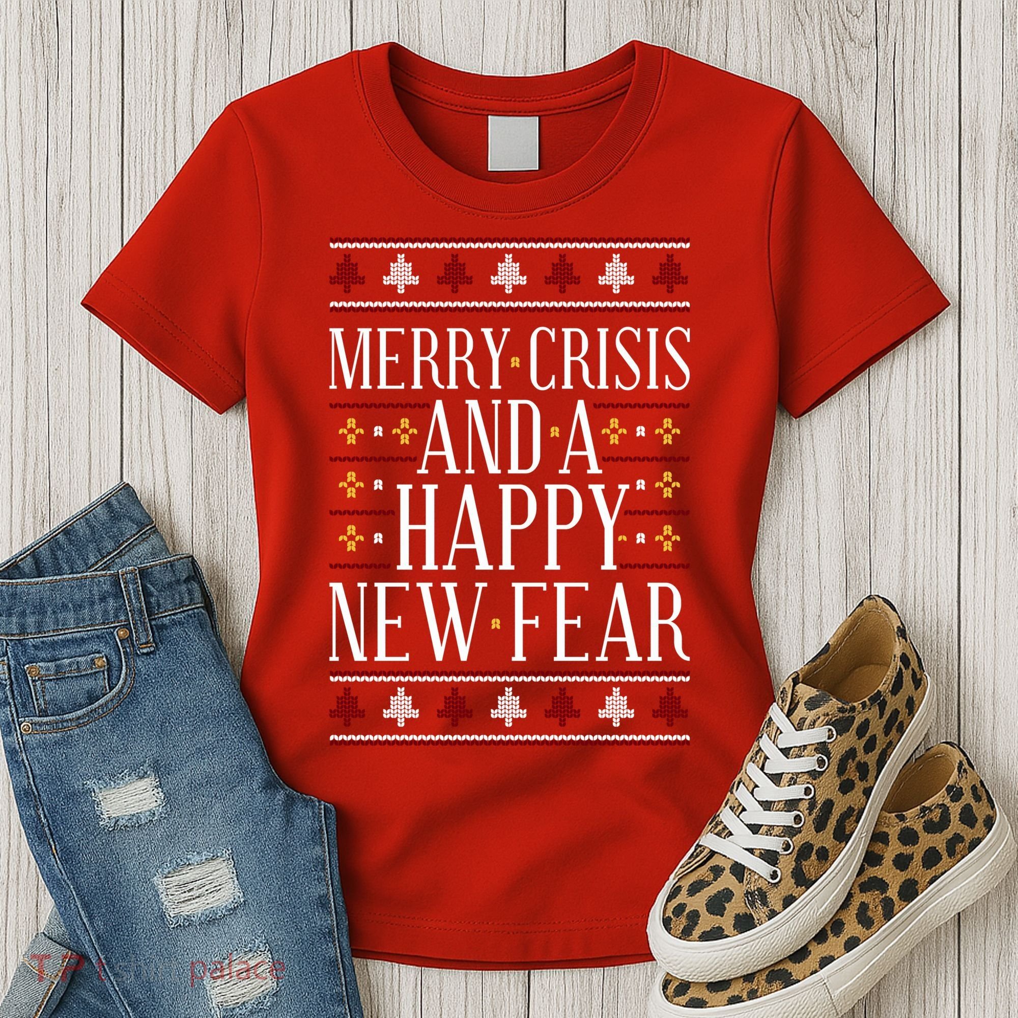 Merry Crisis Ugly Christmas Sweater Women's T-Shirt