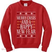 Merry Crisis Ugly Christmas Sweater Kids Sweatshirt thumb 0