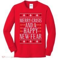 Merry Crisis Ugly Christmas Sweater Kids Long Sleeve Shirt thumb 0