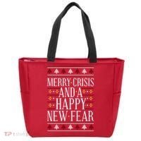 Merry Crisis Ugly Christmas Sweater Tote Bag thumb 0