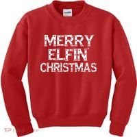 Merry Elfin' Christmas Kids Sweatshirt thumb 0