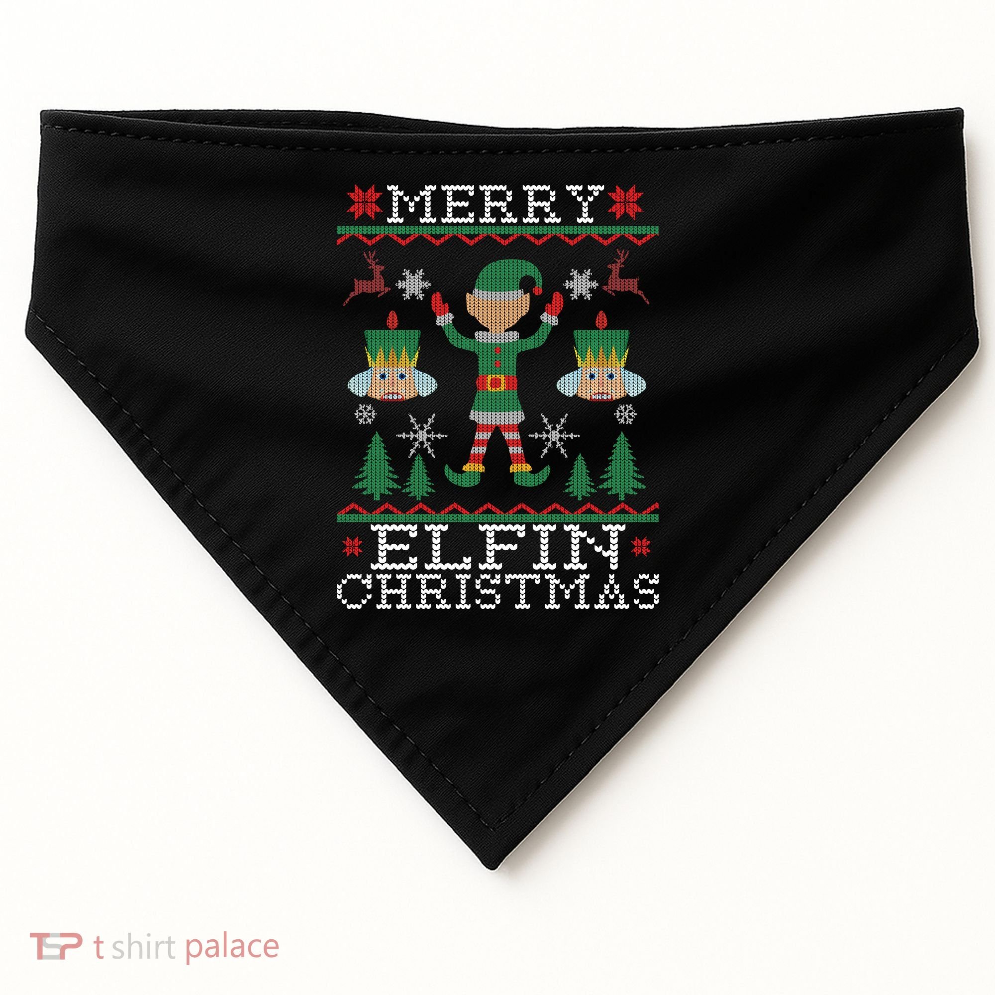 Merry Elfin Christmas Elf Ugly USA-Made Doggie Bandana