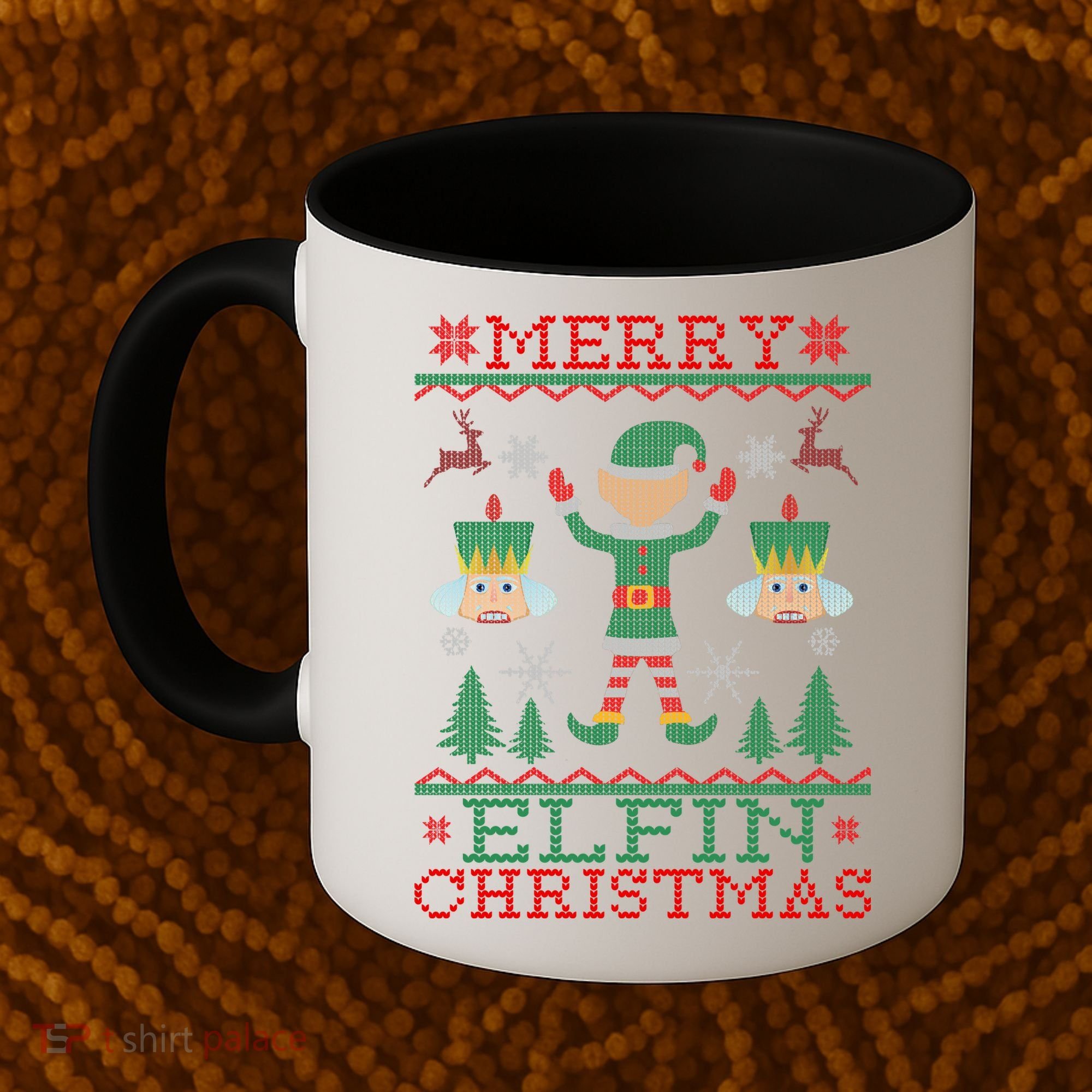 Merry Elfin Christmas Elf Ugly Coffee Mug