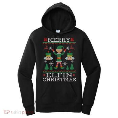 Merry Elfin Christmas Elf Ugly Women's Hoodie
