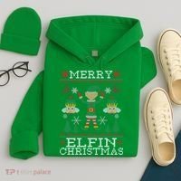 Merry Elfin Christmas Elf Ugly Hoodie thumb 4