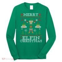 Merry Elfin Christmas Elf Ugly Long Sleeve Shirt thumb 0