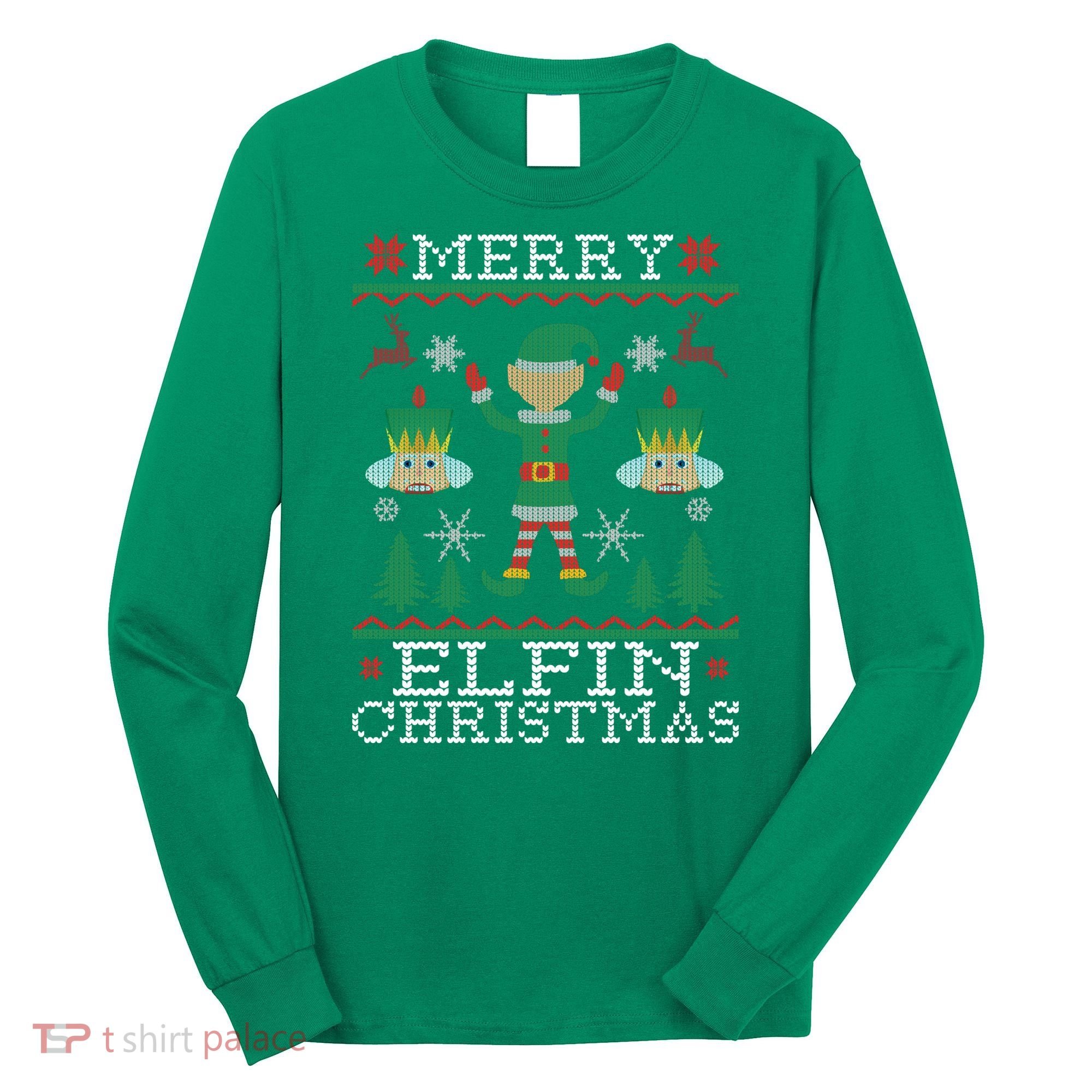 Merry Elfin Christmas Elf Ugly Long Sleeve Shirt