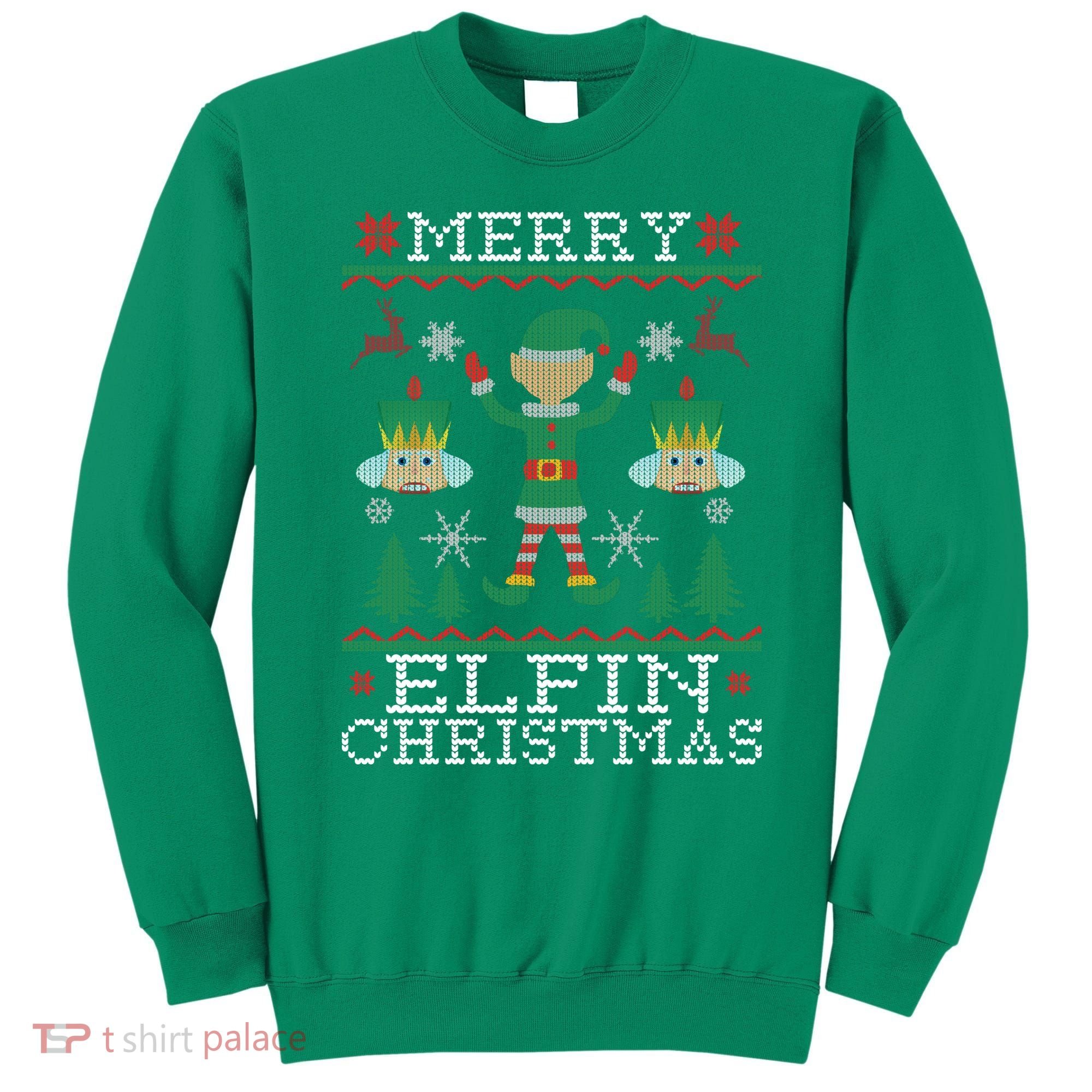 Merry Elfin Christmas Elf Ugly Sweatshirt