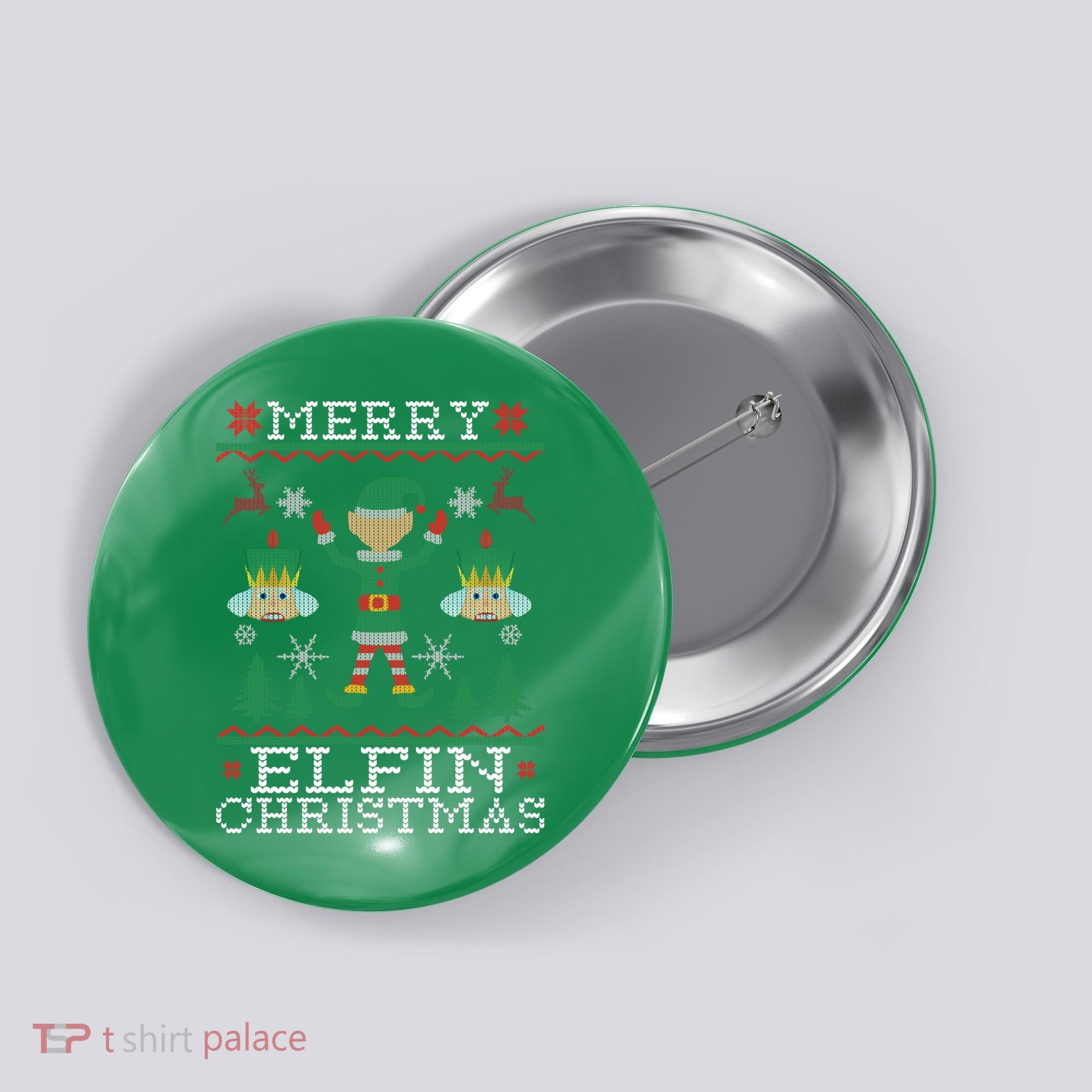 Merry Elfin Christmas Elf Ugly Button