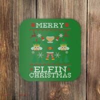 Merry Elfin Christmas Elf Ugly Coaster thumb 0