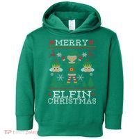 Merry Elfin Christmas Elf Ugly Toddler Hoodie thumb 0