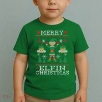 Merry Elfin Christmas Elf Ugly Toddler T-Shirt thumb 2