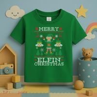 Merry Elfin Christmas Elf Ugly Toddler T-Shirt thumb 3