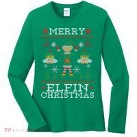 Merry Elfin Christmas Elf Ugly Women's Long Sleeve Shirt thumb 0