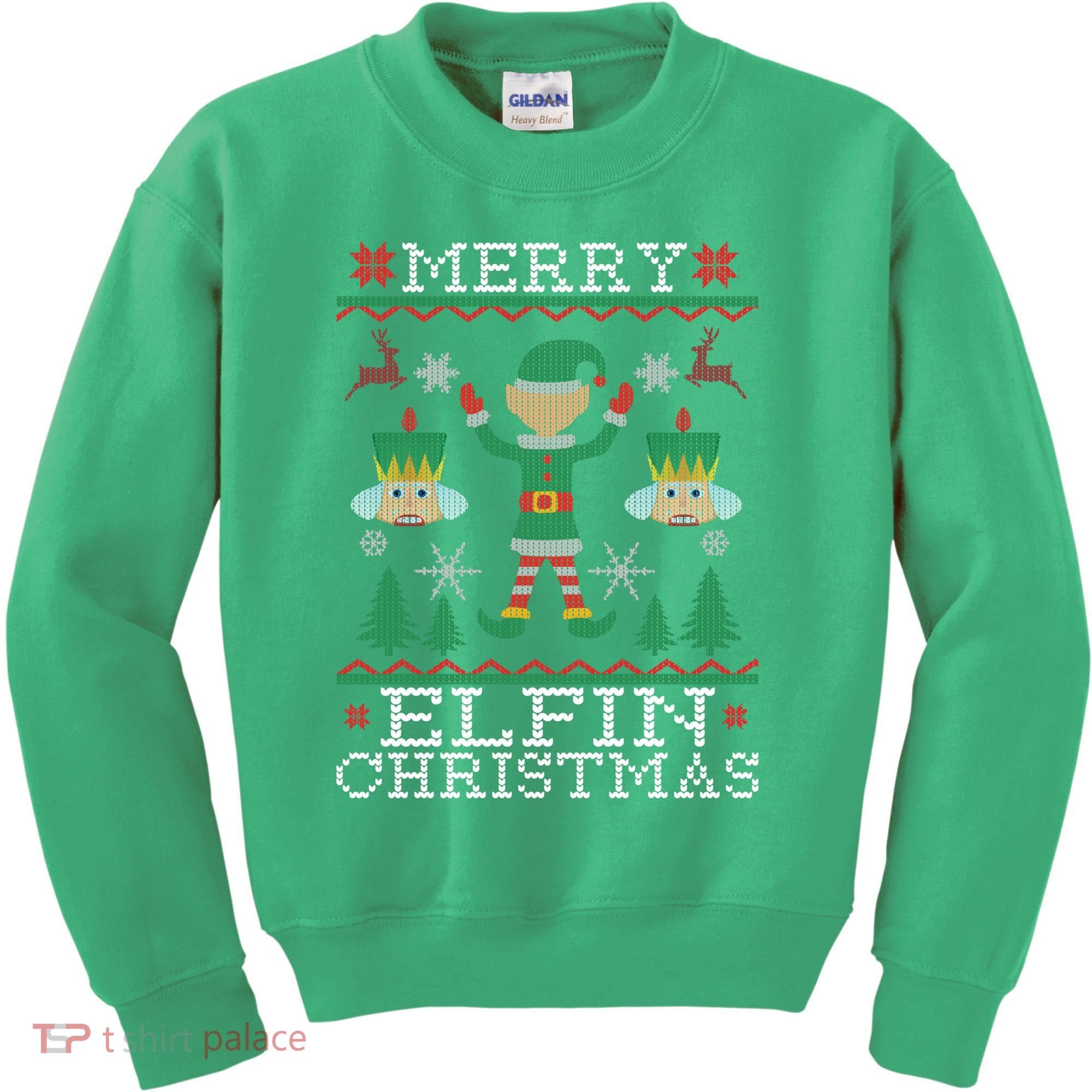 Merry Elfin Christmas Elf Ugly Kids Sweatshirt