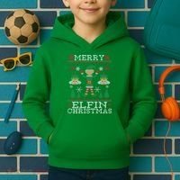 Merry Elfin Christmas Elf Ugly Kids Hoodie thumb 2