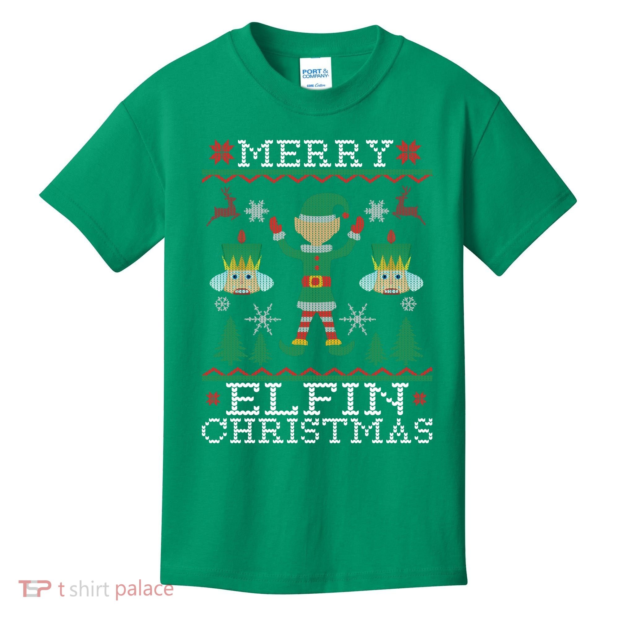 Merry Elfin Christmas Elf Ugly Kids T-Shirt
