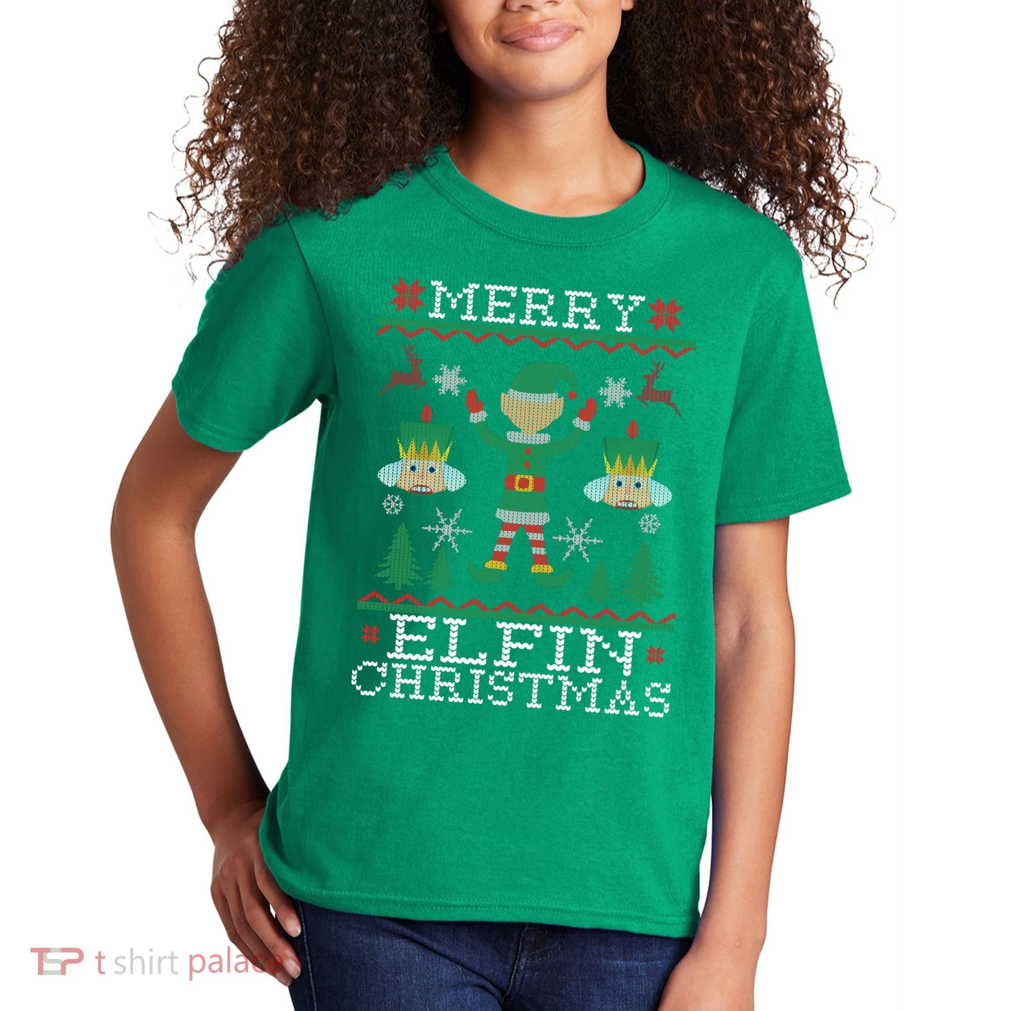 Merry Elfin Christmas Elf Ugly Kids T-Shirt