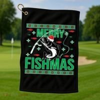 Merry Fishmas Golf Towel thumb 1