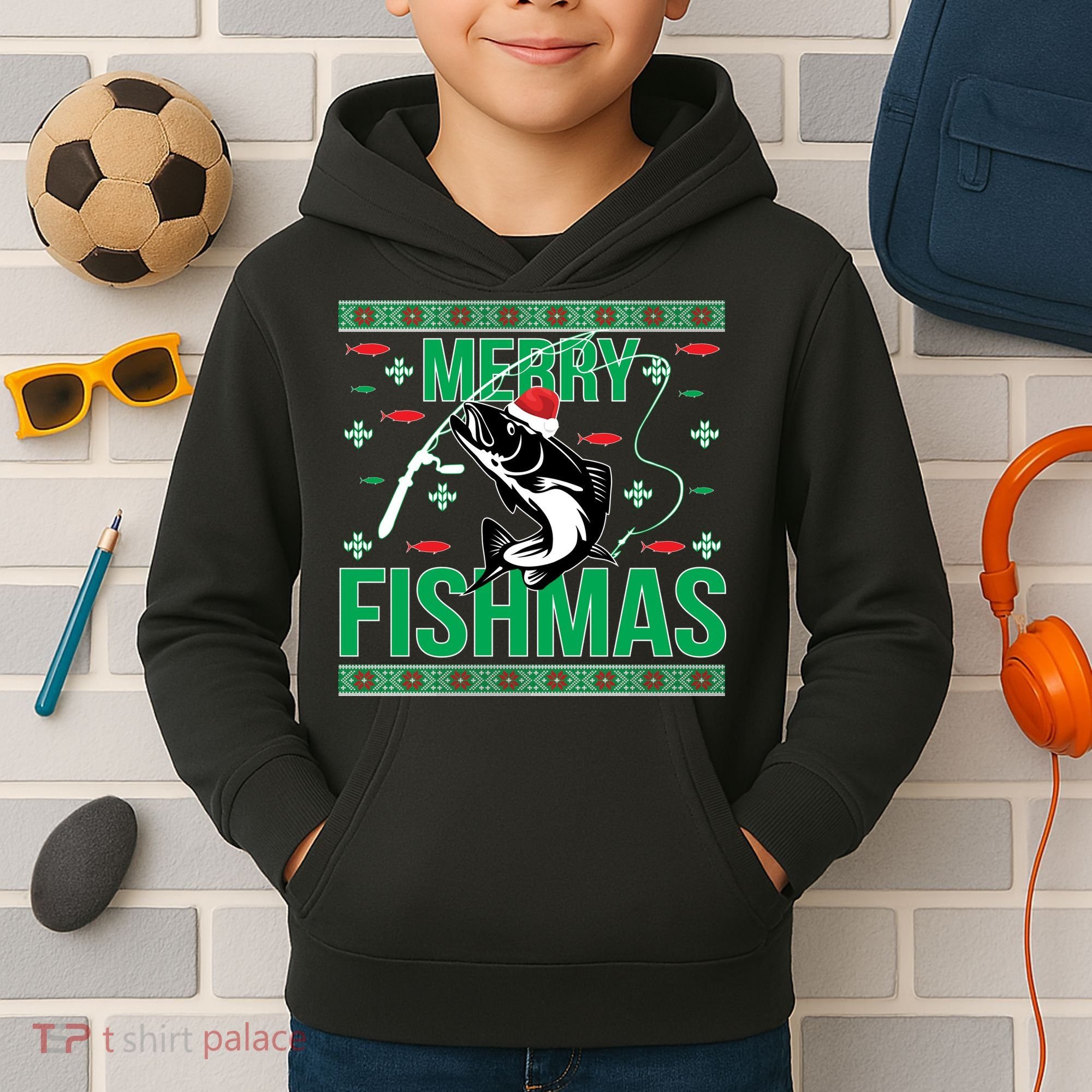 Merry Fishmas Kids Hoodie